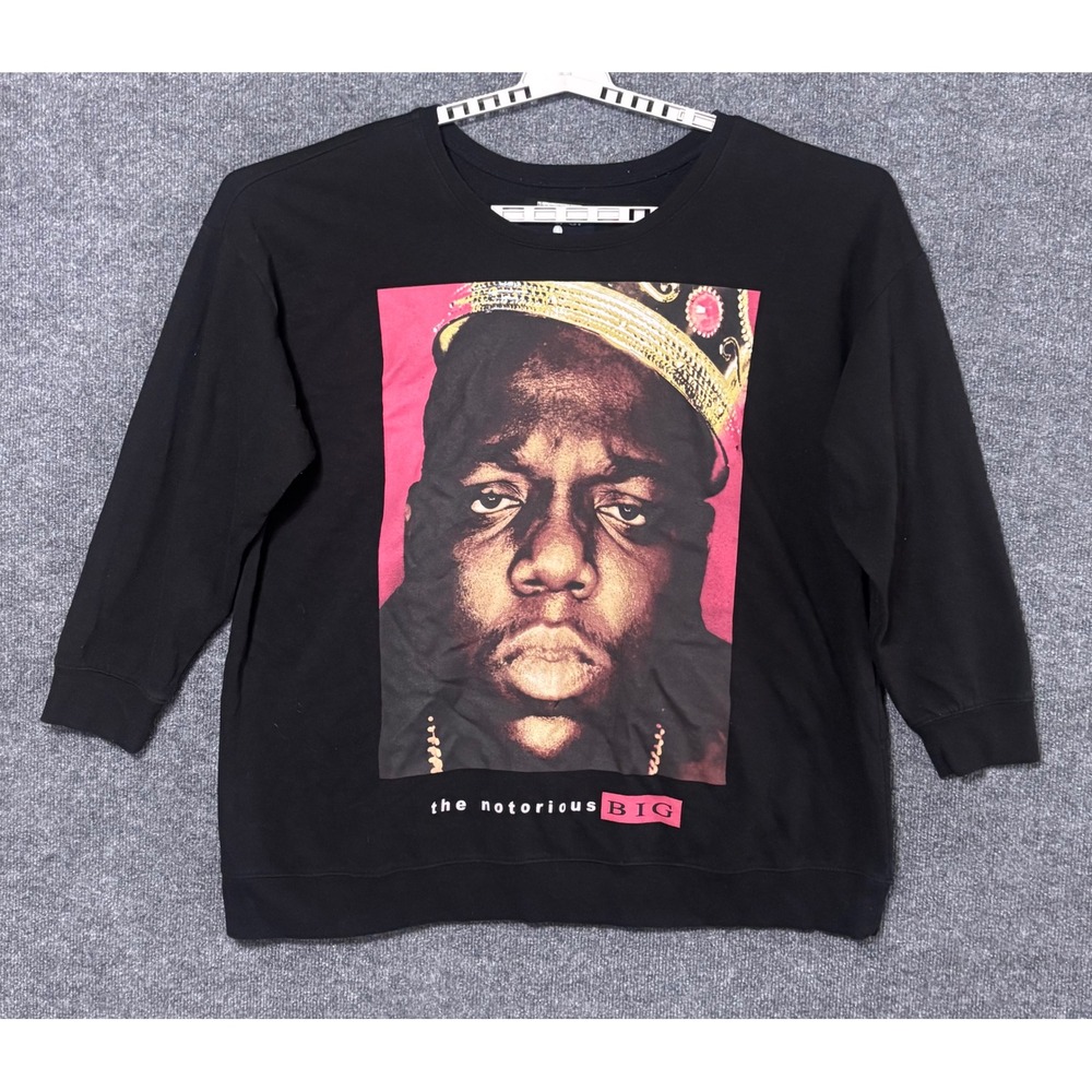 The Notorious B.I.G. Graphic Sweatshirt Men's Black Long Sleeve‎ Iconic Hip Hop